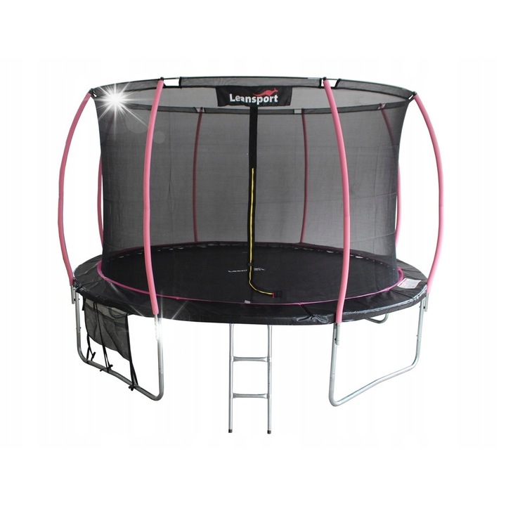 Трамплин LEAN Sport Max 14ft, черно-розов, 426см, комплект със стълба