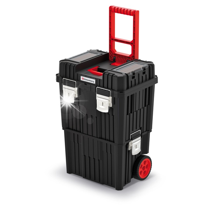Kistenberg HEAVY KHVWM mobil szerszámosláda, 30kg, fekete-piros, 67x37x46cm, moduláris készlet