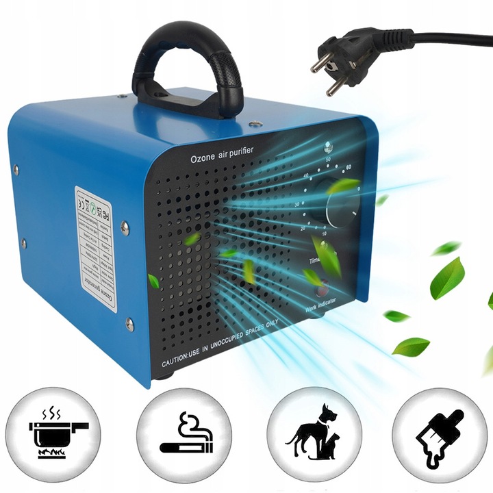 Generator de Ozon, 60000 mg/h, Timer 0-60 minute, 200 m², 6,85x7,28x4,84 inch