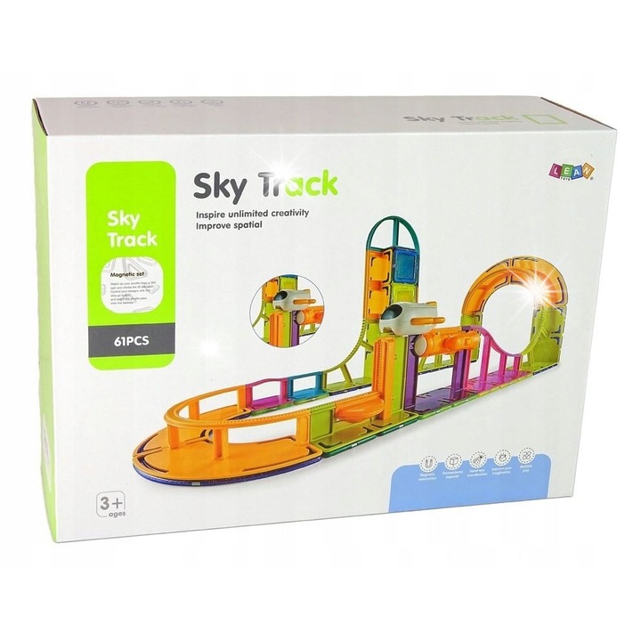 Комплект за изграждане, LEAN Toys, Небесна писта, 61 елемента, 41x30x14см, многоцветен