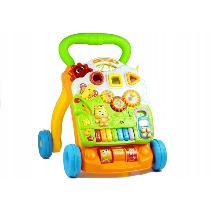 Interaktív járássegítő oktatópanellel, LEAN Toys, többfunkciós, színes, 40x35x48,5 cm, 12 hónapos+