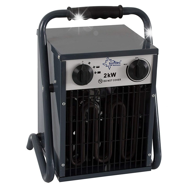 Индустриална въздушна завеса Suntec, модел HEAT CANNON, 2000W, черна, 28,5x38x24см, 3 нива на мощност