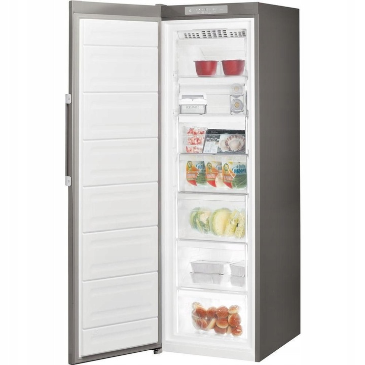 Lada frigorifica Whirlpool, model UW8F2YXBIF2, No Frost, 5 compartimente, 259l, 59,5x187,5x63cm, alb/gri