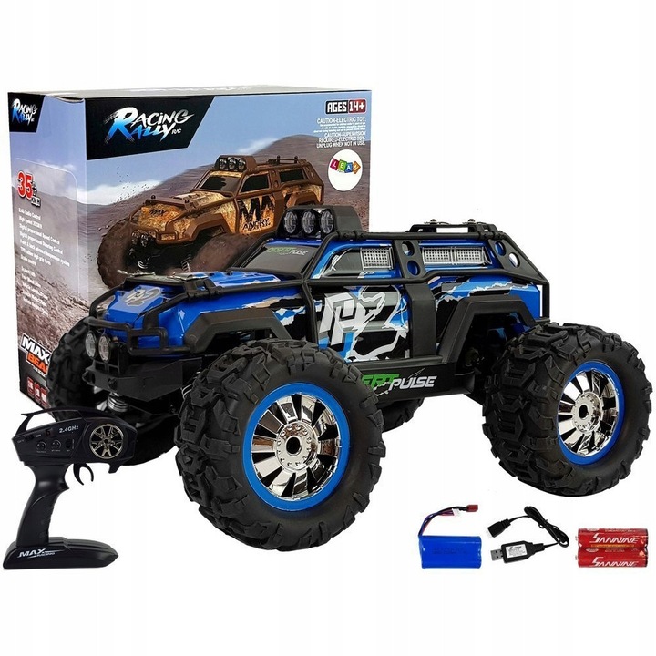 LEAN Toys távirányítós terepjáró autó, 1:18, 35 km/h, 4x4, kék, teljes készlet