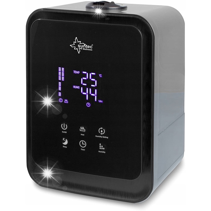 Suntec Monsun 6000 ultrahangos párásító, 4,5L, fekete, 23x32,2x16,5cm, páratartalom-szabályozással és távirányítóval