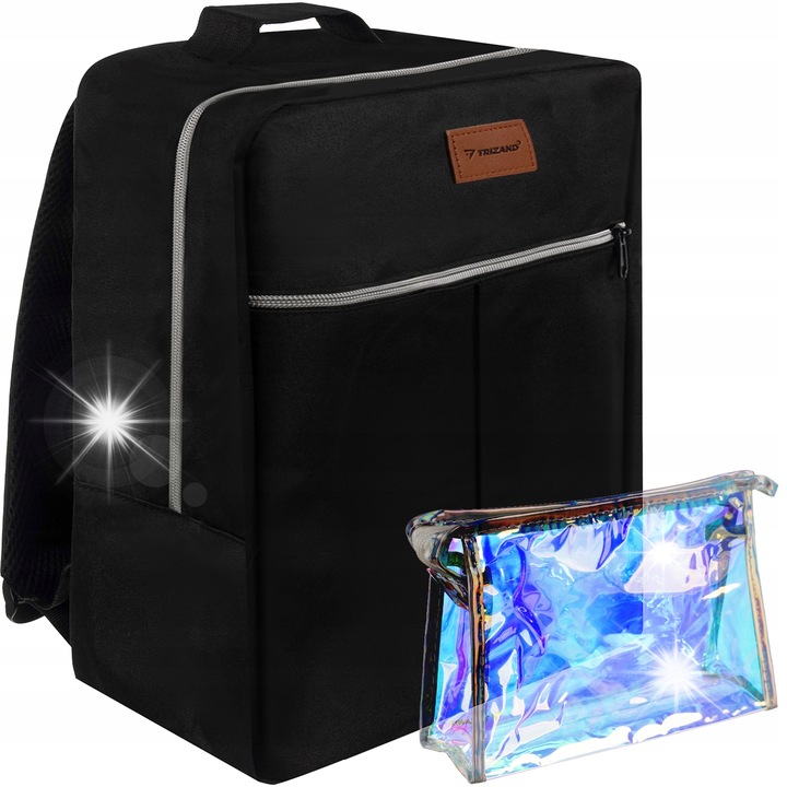 Пътна раница Trizand, комплект с козметика, черна,