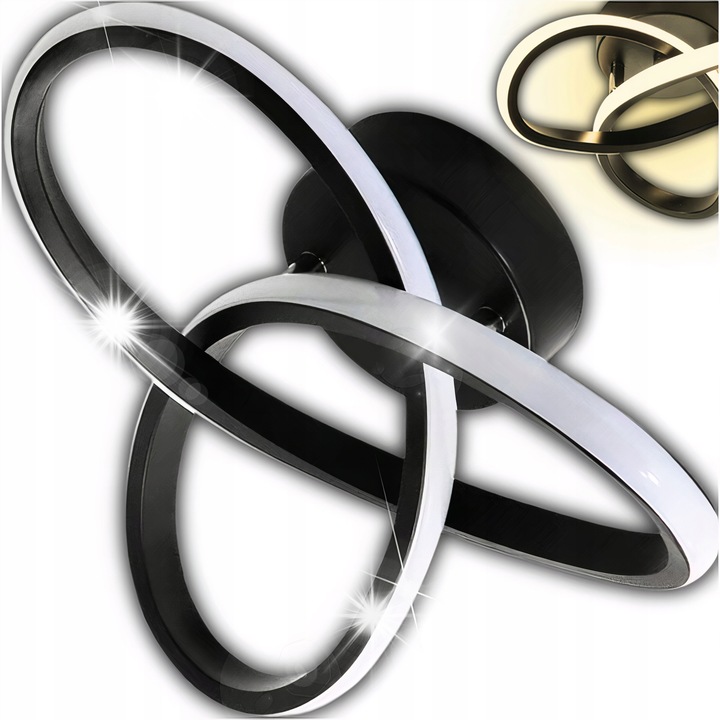 LED плафониера 28W, 3 цвята, черна, 12x26см