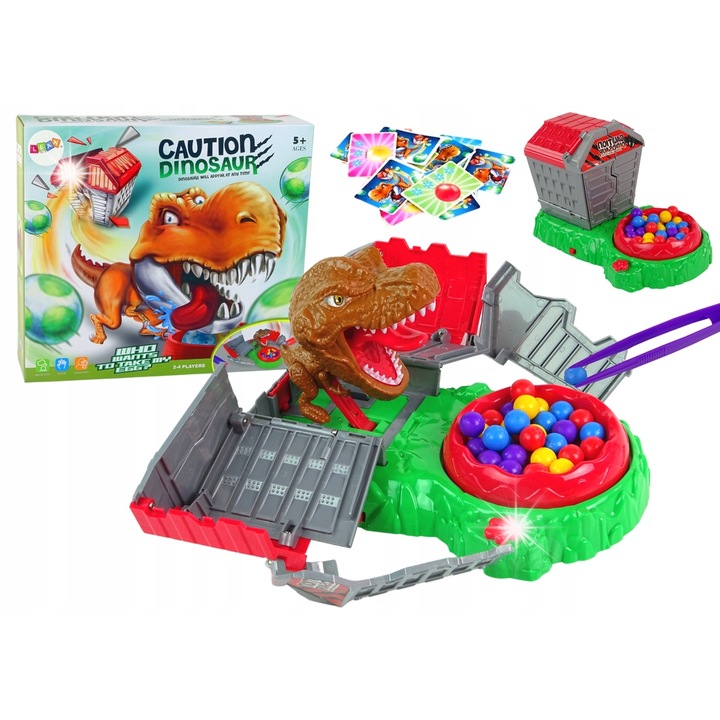 LEAN Toys társasjáték, Figyelem dinoszaurusz tojások, 2-4 játékos, 26x14x15cm, többszínű