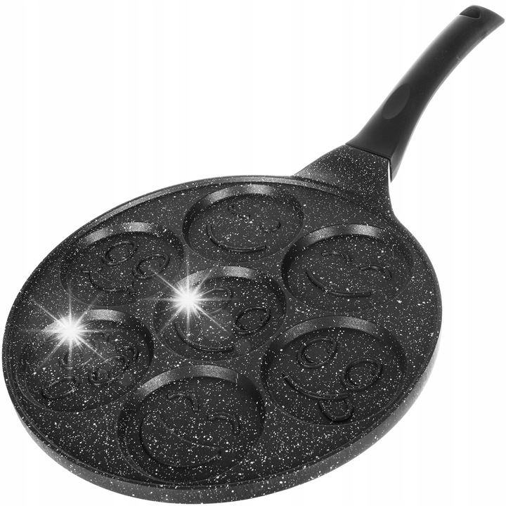 Palacsinta- és tojássütő serpenyő, Ruhhy, 7 forma, fekete, 26 cm