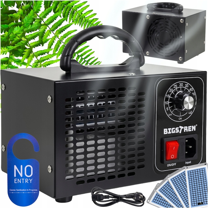 Generator de Ozon BIGSTREN 150W, 4 placi ceramice, timer, negru, 13,5x20,5x14cm