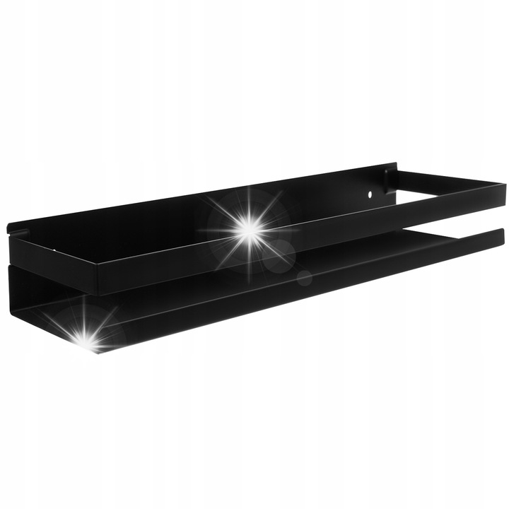 Polca de baie, Ruhhy, neagra, 50x10,5x6cm, set montaj inclus