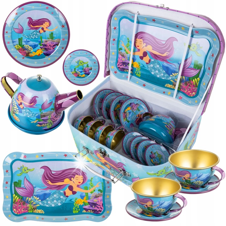 Gyermek tea- és kávékészlet, Iso Trade, 2 csésze, XXL bőrönd