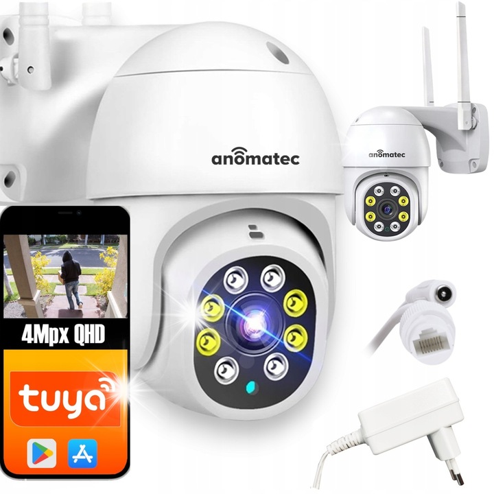 Ротационна WiFi IP камера за наблюдение 4MP, 4x увеличение, нощно виждане, устойчива на атмосферни влияния, AN-SDIP4036-T1