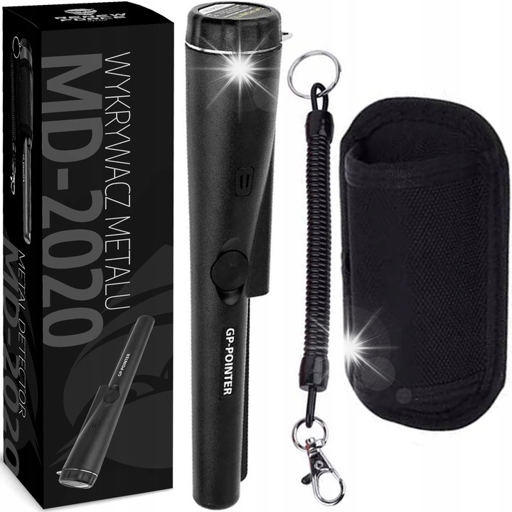 Detector de metale LOGIT PIN-POINTER, rezistent la apa si praf, precizie 360°, set cu husa si prindere elastica, 23,2x3,8x2,2cm