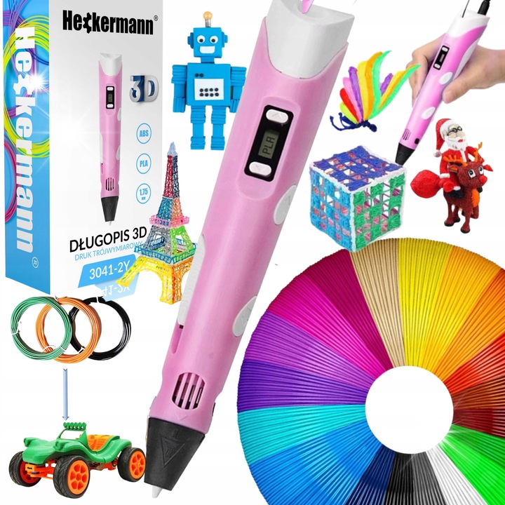 Pix 3D rózsaszín, 23 PLA utántöltő, 115m, LCD kijelző, rézhegy