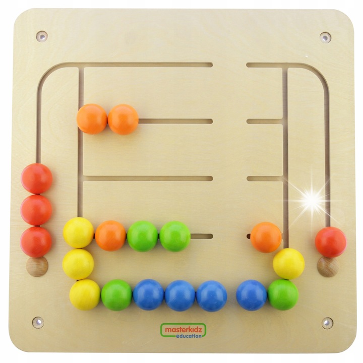 Labirintus oktatási tábla Koraliki, Masterkidz, 46x46x5,8cm, fából, 2 éves kortól