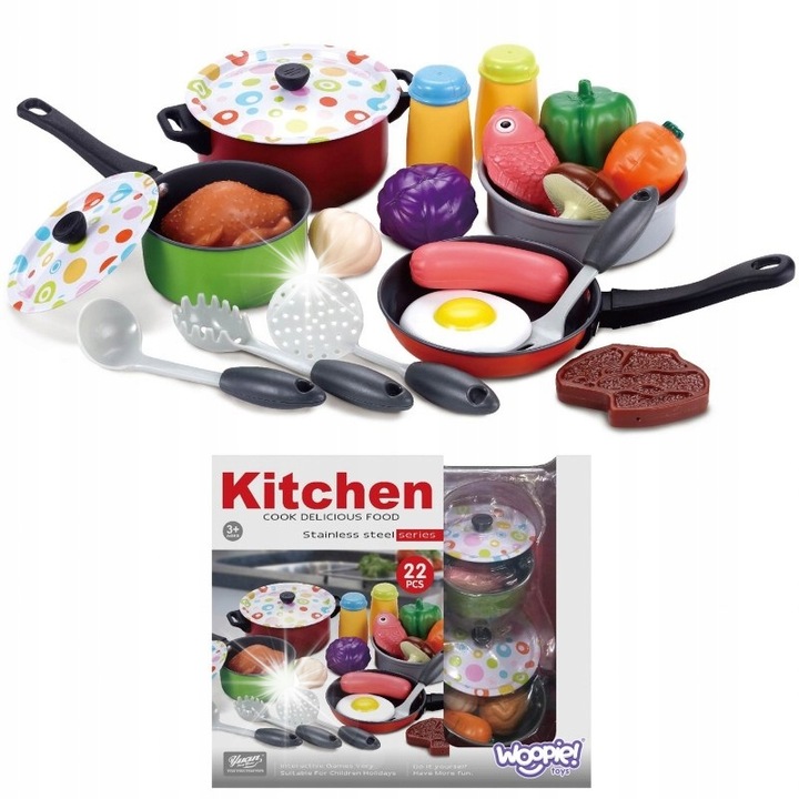 Woopie konyhai játékszett gyerekeknek, 22 részes, többszínű, 3 éves kortól