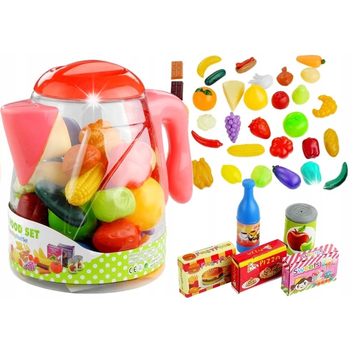 Élelmiszer szett, LEAN Toys, 50 darab, többszínű, 25x18,5cm