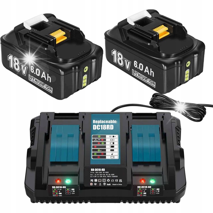 Комплект 2x батерии Bedee 18V 6Ah + зарядно устройство 14.4-18V