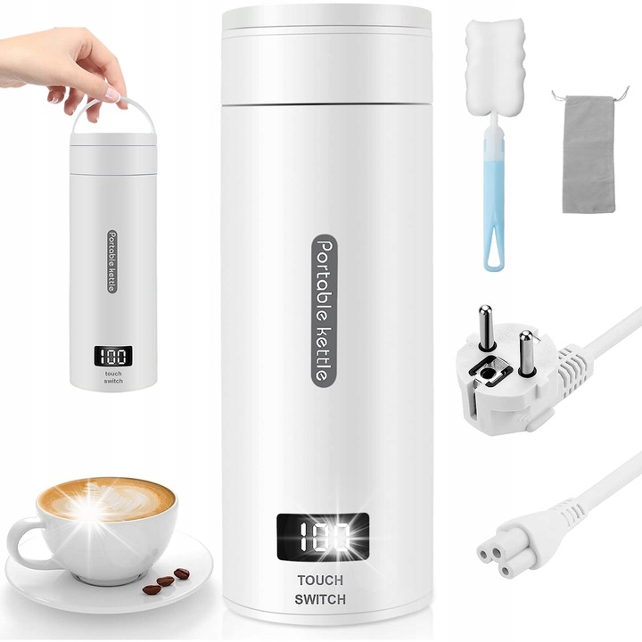 Fierbator Electric 2 in 1 cu Infuzor, 2.2L / 0.8L, 1500W, Sticla Termorezistenta si Inox, Iluminare LED