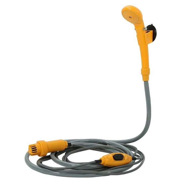 Преносим туристически душ 12V, 10 л/мин, 2м маркуч, IPX8, пълен комплект