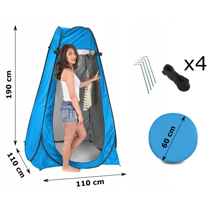 Gotel kemping sátor, 110x110cm, 190cm, kék