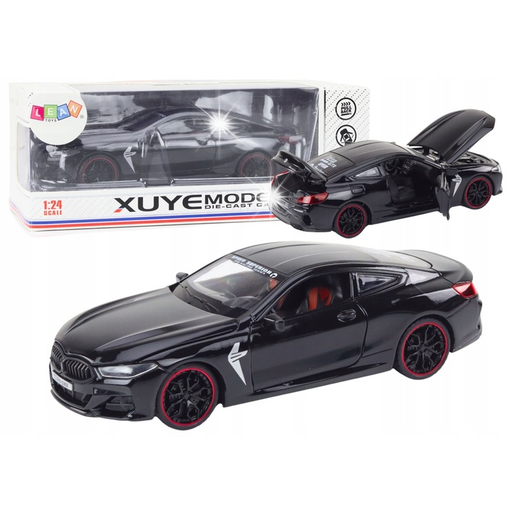 Спортна кола LEAN Toys, 1:24, метална, с подвижни елементи, черна, 25x13x10см