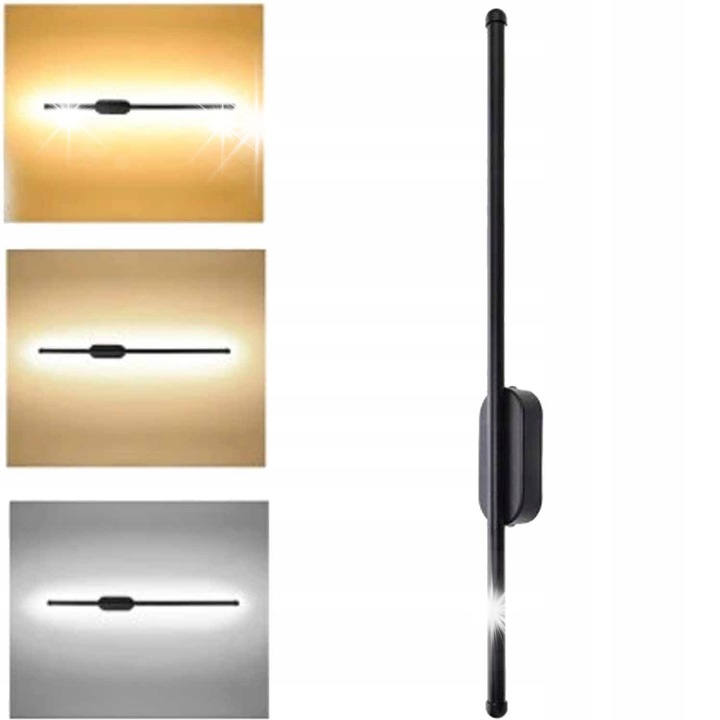 Аплик LED Bedee, 60 см, 3 цветови температури, черен, пълен комплект за монтаж