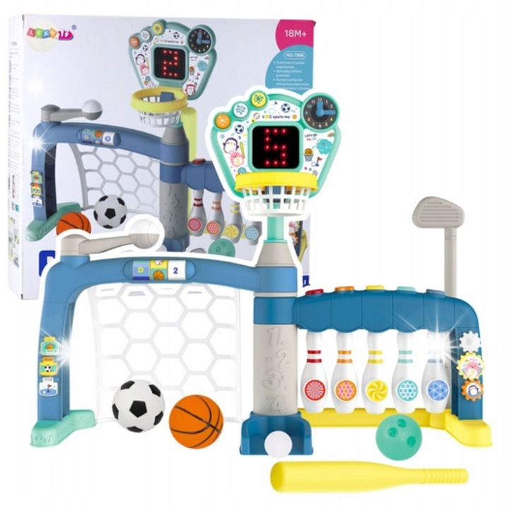 Interaktív Játékkészlet LEAN Toys, Multifunkcionális Kapu LED táblával 5 az 1-ben, Gyerekeknek