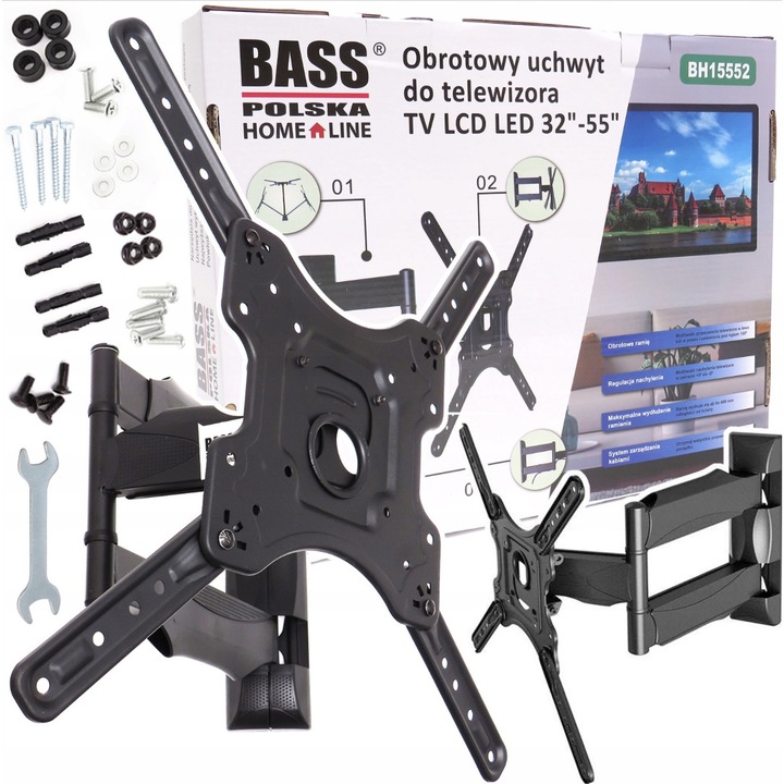 Forgatható TV tartó, 32-55", 31,8 kg, VESA 400x400mm, fekete