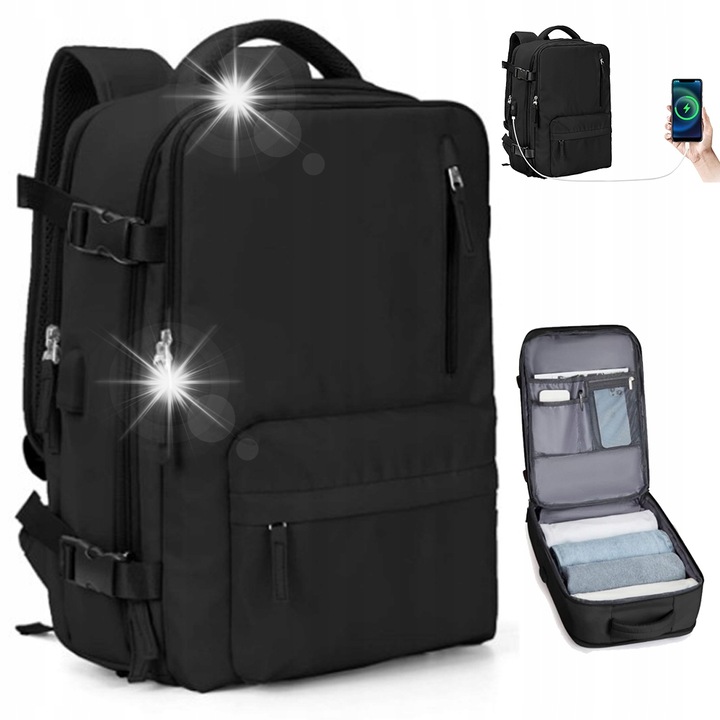 Utazótáska, 34L, laptop rekesz 15,6", fekete