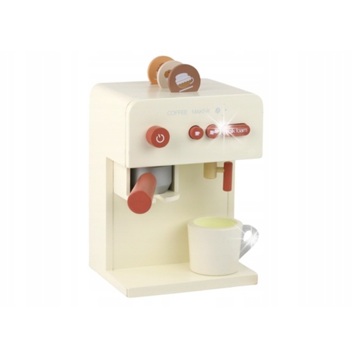 Fából készült kávéfőző, LEAN Toys, 6 kapszulás készlet, 13x22x16cm