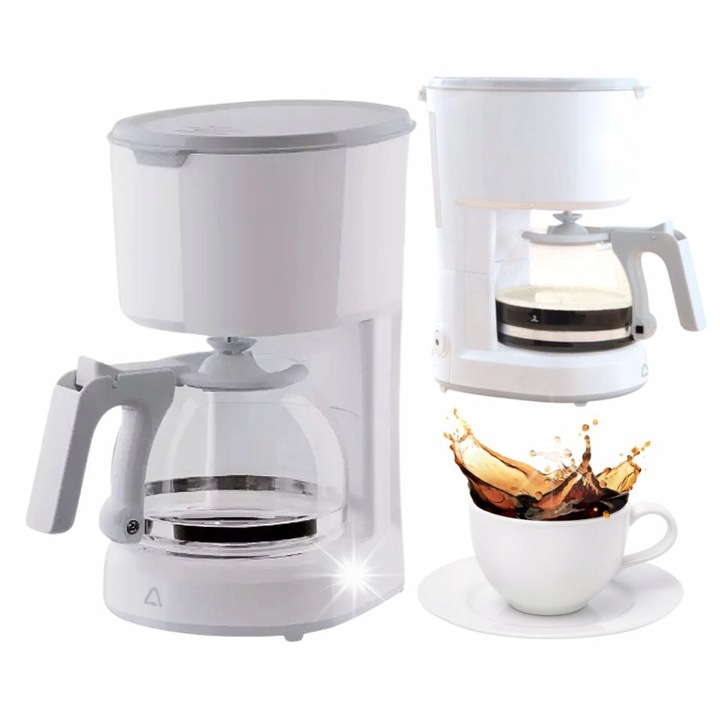 Cafetiere Ambiano, model GT-CM-07, alb, 0,5L, 600W, set cu cana de sticla si masura pentru cafea