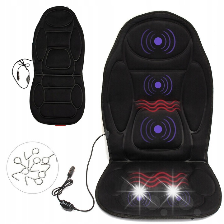 Fűthető autósülés huzat, 12V, 48W, fekete, 107x48cm