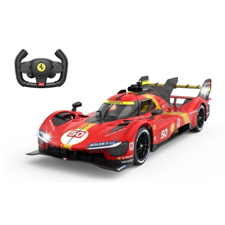 Masinuta cu telecomanda, Ferrari 499P, Rastar, 35cm, 1:14, cu lumini si usi deschise