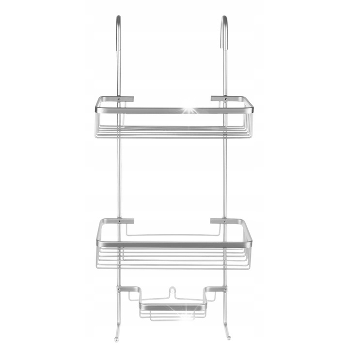 Suport de baie suspendat, Ruhhy, 3 etaje, aluminiu, argintiu, 63x14x28,5cm, set de montaj simplu