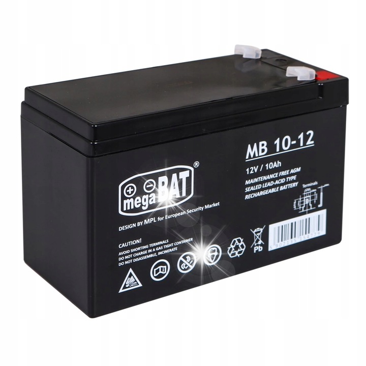 Акумулатор Megabat VRLA AGM 12V 9Ah, необслужваем, размери 151x65x95mm