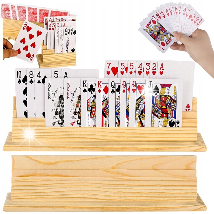 Kártyatartó, 30,5x5,5x7cm, ergonomikus kialakítás, fa