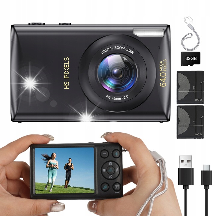 Aparat digital M03, 16x zoom, 2,4 inch, roz, set complet cu card 64G si accesorii