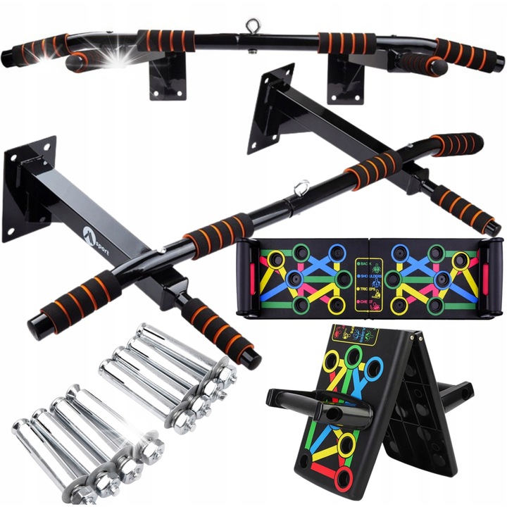 Húzó- és nyitókészlet, MSport, 3 típusú fogantyú, 94x51x18cm, 250kg, 2 az 1-ben, edzőzsák tartóval