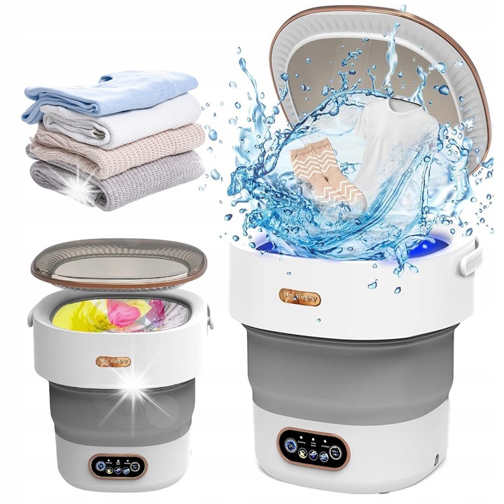 Мини преносима пералня, 12л, 24W, сива, 30x30x32,5см