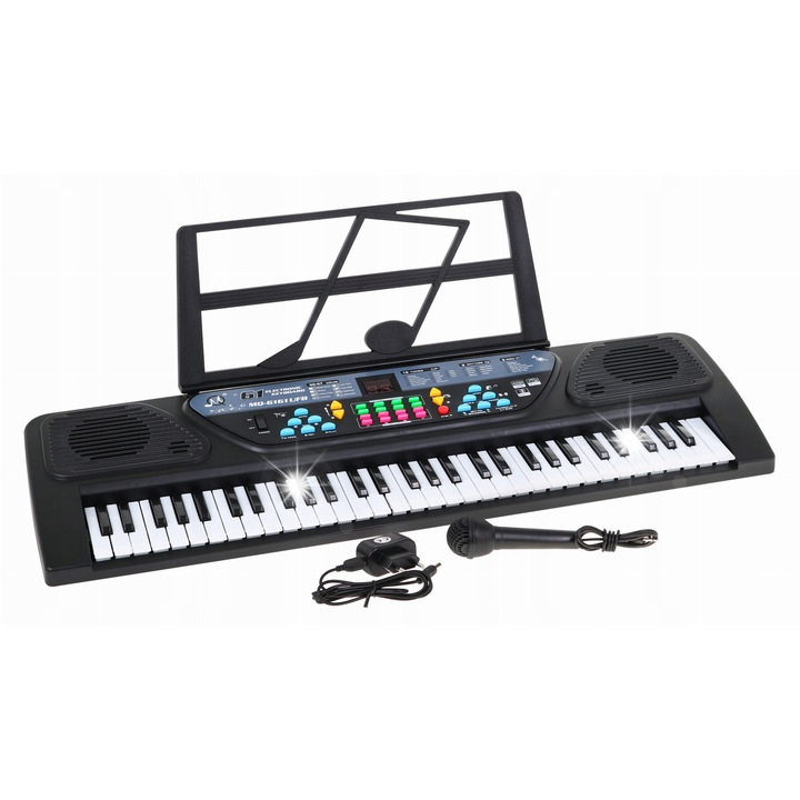 Ramiz gyermekorgona, mikrofonnal és kottaállvánnyal, 61 billentyű, Bluetooth, 70x23x7cm