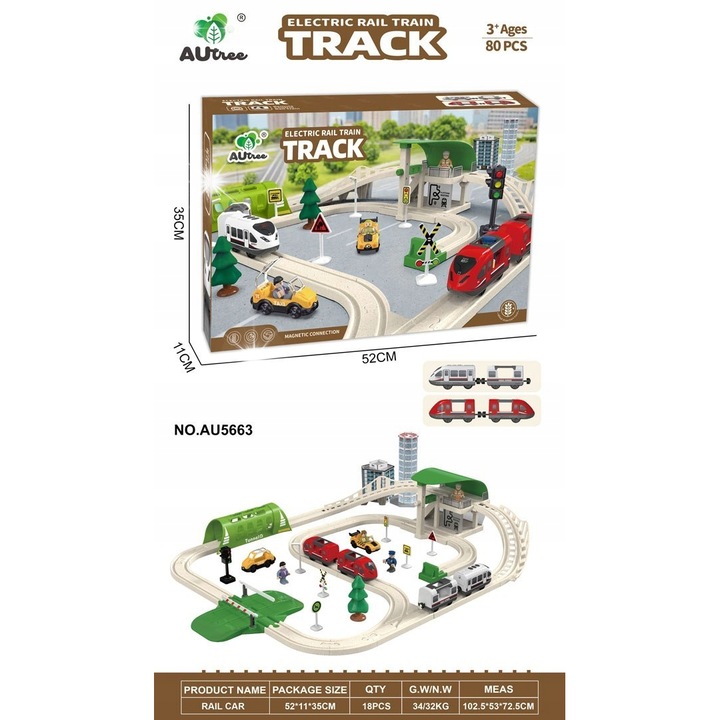 Ramiz interaktív játékvonat készlet, 80 darab, gyerekeknek