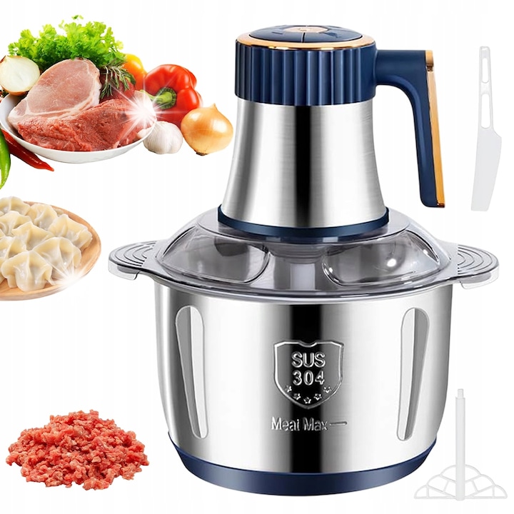 Blender portabil pentru smoothie, 400ml, 6 lame, negru, set cu cablu de incarcare si perie de curatare