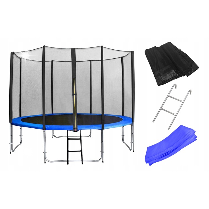 SkyRamiz 305cm trambulin, biztonsági hálóval, létrával, kék, komplett szett