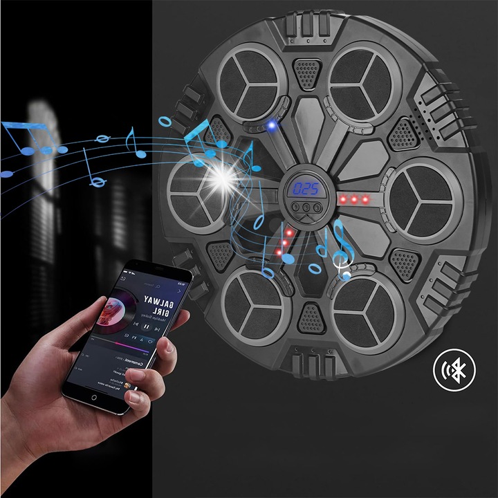 Музикална боксова машина, 6 бутона, черна, 35,5x35,5x4,5см, пълен комплект с ръкавици и аксесоари