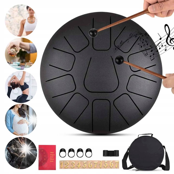 Барабан с език, 8 ноти, 10 инча, музикален инструмент играчка, графит