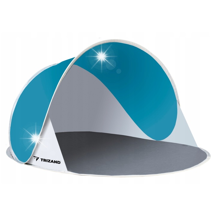 Összecsukható strandsátor, 145x100x70cm, UV védelem, kék-szürke, huzattal