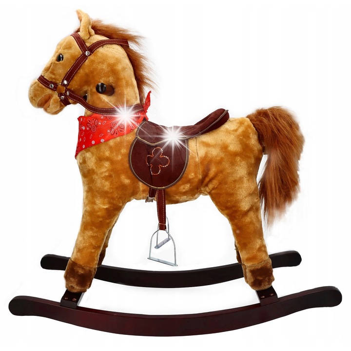 Interaktív gyerek hintaló, Kasztanek, 70x31x73cm, bézs színű, 50kg teherbírás