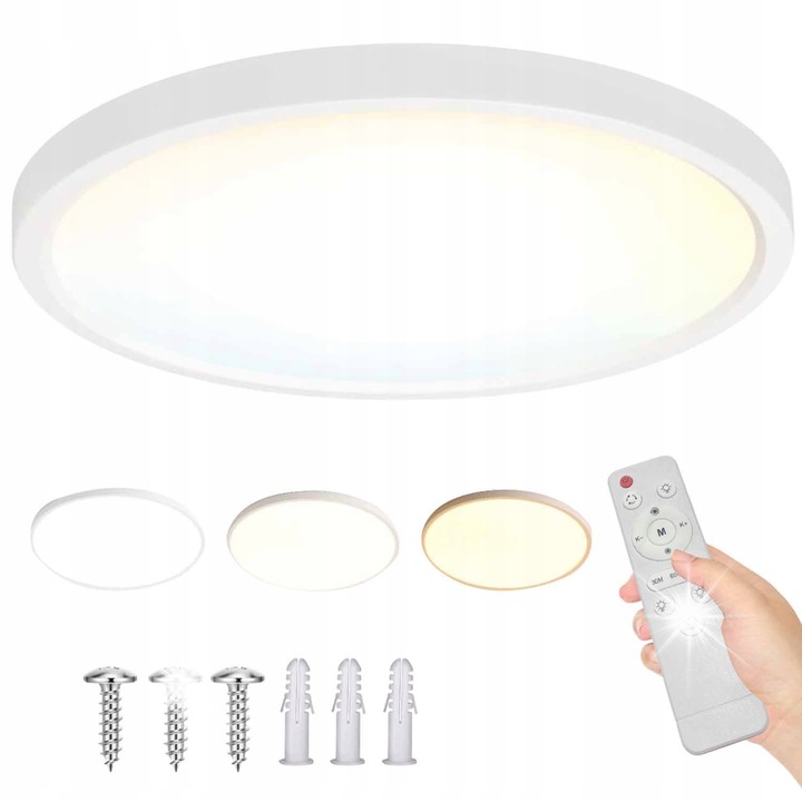 LED Плафониера Bedee, 24W, 3000-6500K, бяла, 29,2x29,2x3,3см